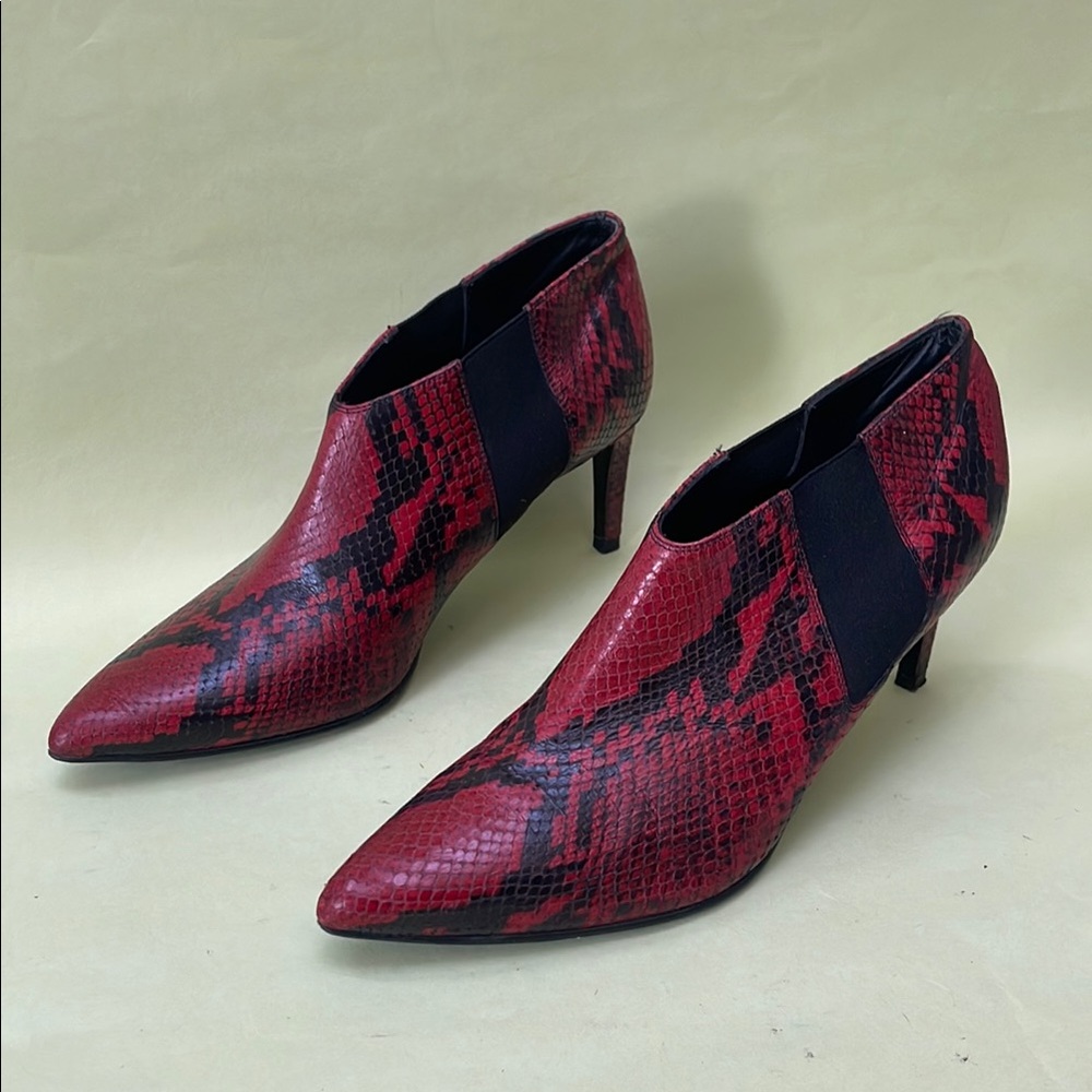 Rag & Bone Dark Red and Black All Leather Heeled Booties - Picture 2 of 14